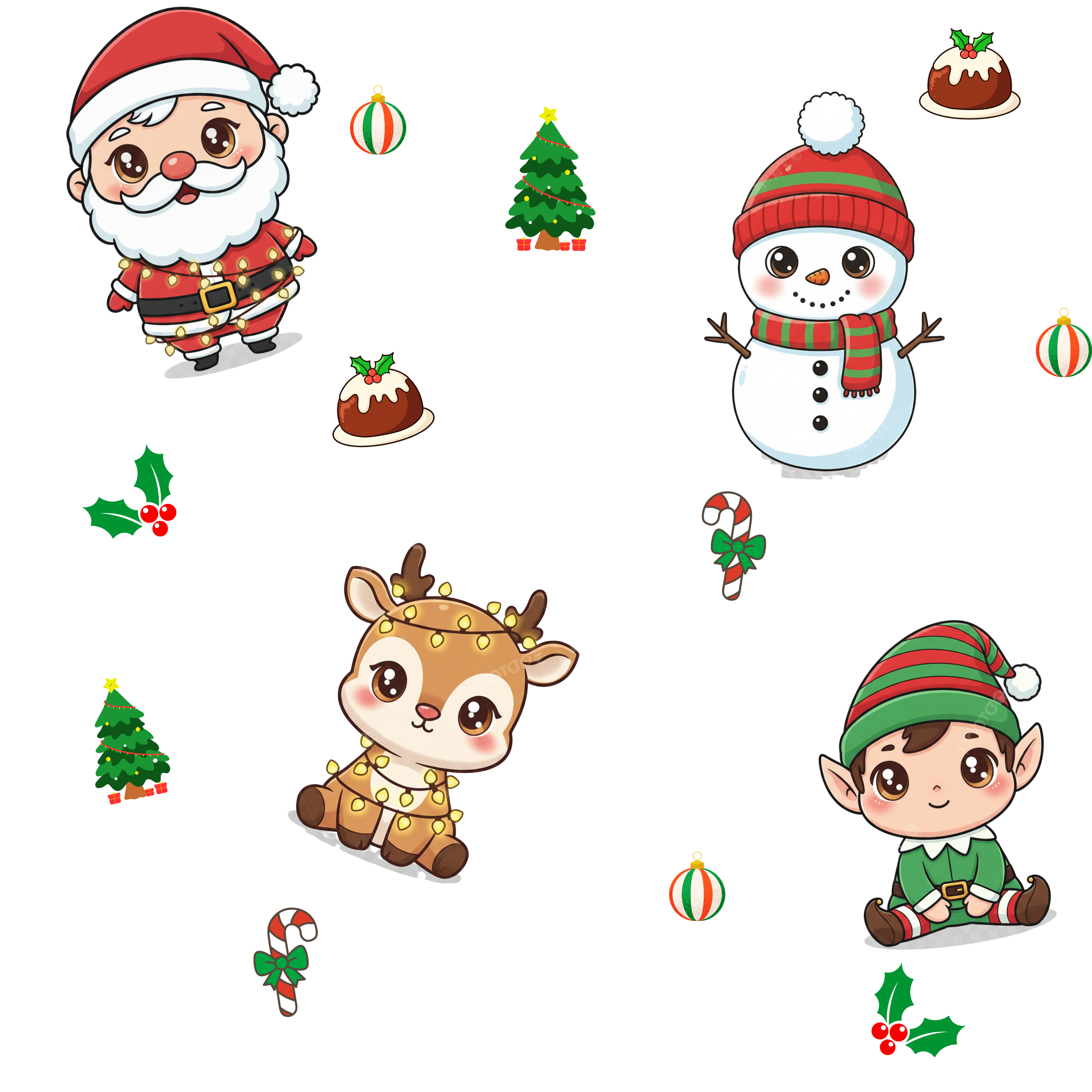 Cute Christmas Print Kids Swimsuit