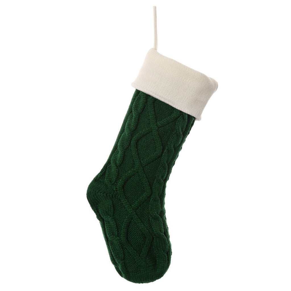 Christmas stocking, knitted stocking, diamond pattern stocking, wool Christmas stocking, festive decorations, holiday stockings, fireplace stocking, Aussie Christmas decor, Christmas gift idea - white and green - Size 2PCS