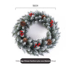 Christmas wreath, artificial wreath, red berries, pine cones, 30CM wreath, Christmas decoration, festive home decor, wreath for door, holiday centrepiece - White - Size 50CM