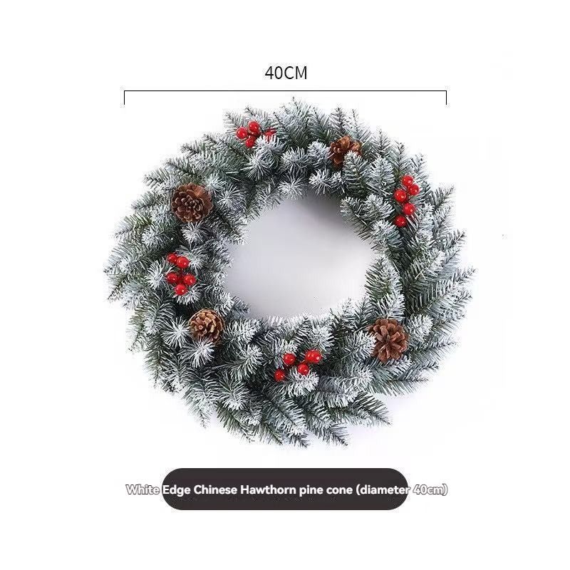 Christmas wreath, artificial wreath, red berries, pine cones, 30CM wreath, Christmas decoration, festive home decor, wreath for door, holiday centrepiece - White - Size 50CM