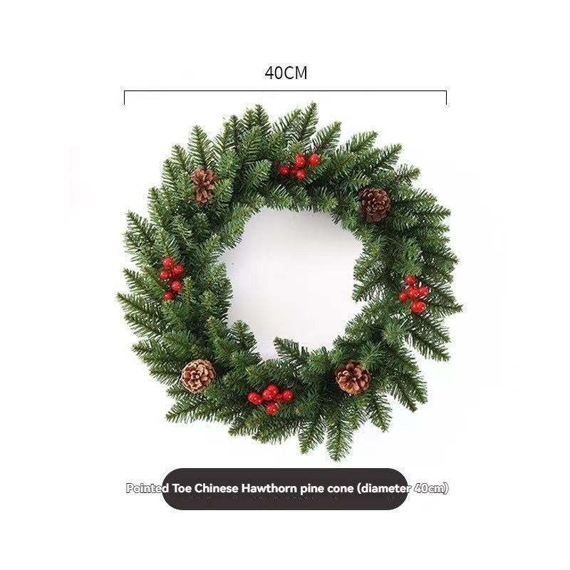 Christmas wreath, artificial wreath, red berries, pine cones, 30CM wreath, Christmas decoration, festive home decor, wreath for door, holiday centrepiece - White - Size 50CM