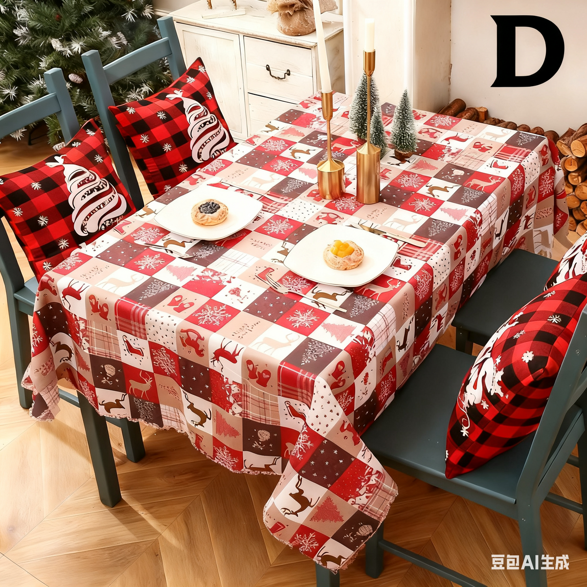 Christmas gift Christmas Tablecloth - Festive 180x150cm Table Cover for Holiday Dining & Home Decor（B）