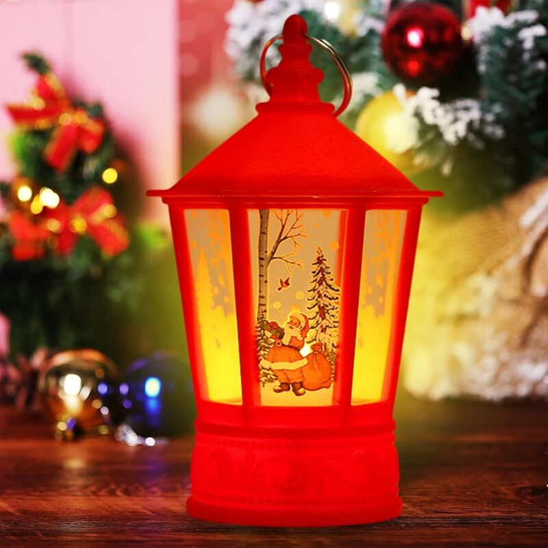 Christmas Lanterns, Vintage Candle With LED Hanging Lamp Fireless Candle Lamp For Christmas Holiday Table Decorations