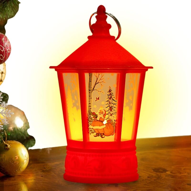 Christmas Lanterns, Vintage Candle With LED Hanging Lamp Fireless Candle Lamp For Christmas Holiday Table Decorations