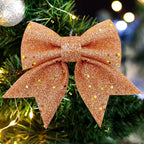 10 Gold Christmas Bows - 12 x 15 cm - Glitter - Christmas Decoration Bows - Christmas Ornaments - Christmas Tree Decoration - Christmas Bows - Christmas Atmosphere - Christmas - For Christmas Party, Christmas Tree, Indoors, Crafts