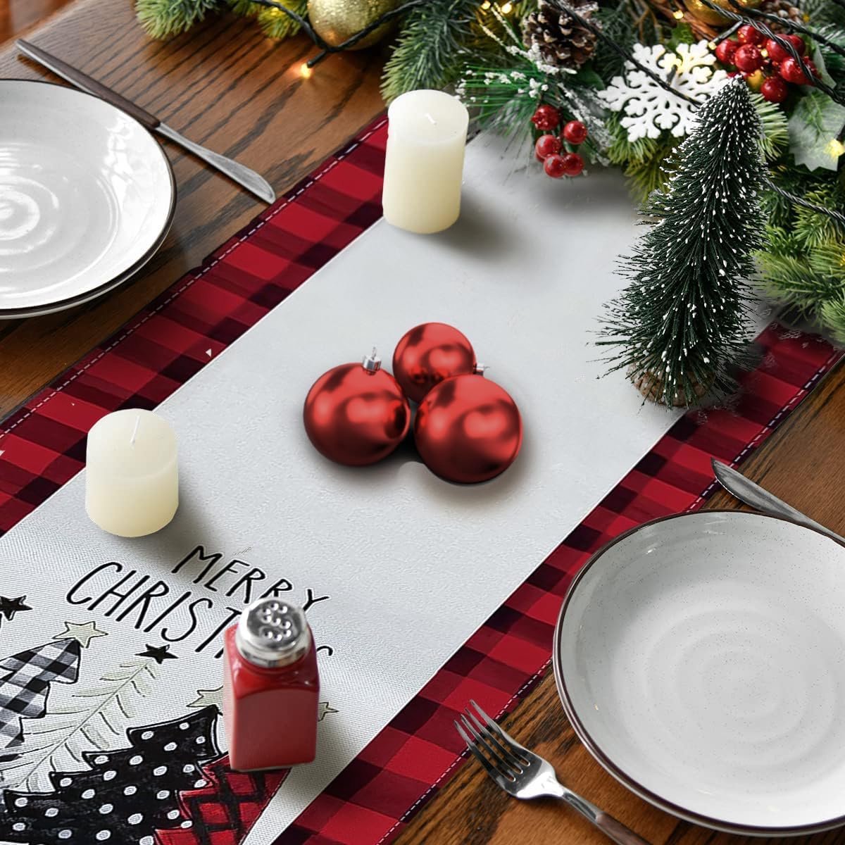 Table Runner - Christmas Table Runner - Christmas Decorations - Christmas Table Runner 33x183 cm - Christmas Table Decorations - Christmas Decorations 2024 - Christmas Decorations (Christmas Red)