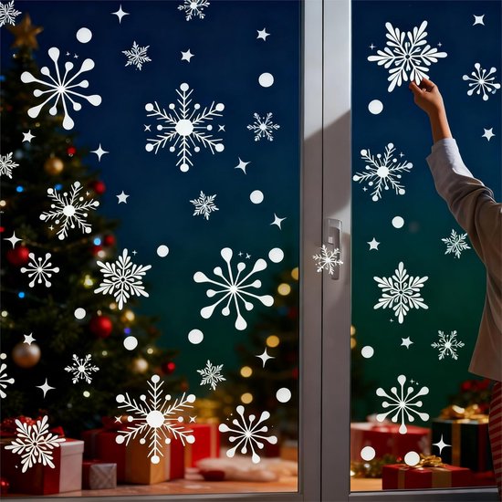 Christmas window stickers - Christmas - Window decorations - Stickers - Christmas decorations - 192 pieces PVC Christmas window decorations - Including Christmas snowflake and snowman patterns - Printed on both sides - For Christmas decorations