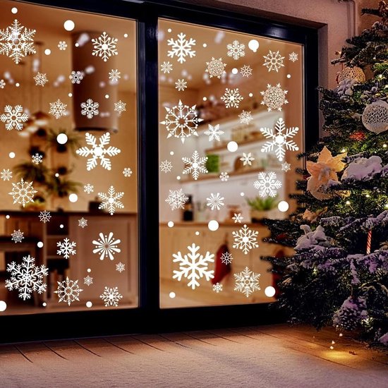 Christmas window stickers - Christmas - Window decorations - Stickers - Christmas decorations - 192 pieces PVC Christmas window decorations - Including Christmas snowflake and snowman patterns - Printed on both sides - For Christmas decorations