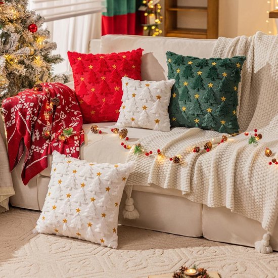 Christmas Pillowcase Set - Set of 2 - Winter Christmas Themed Cushion Covers - Christmas Decorations - Soft Christmas Cushions, Christmas Covers - 45 x 45 cm - Elegant Christmas Decoration Cushion Covers for the Living Room (Pillow filling not included)