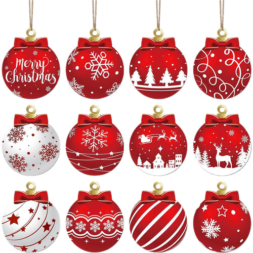 12Pcs Christmas Balls Ornaments, Christmas Shatterproof Ball with Strings - Christmas Decorations for Xmas Tree, Holiday, Wedding, Party, Christmas Gifts multicolor