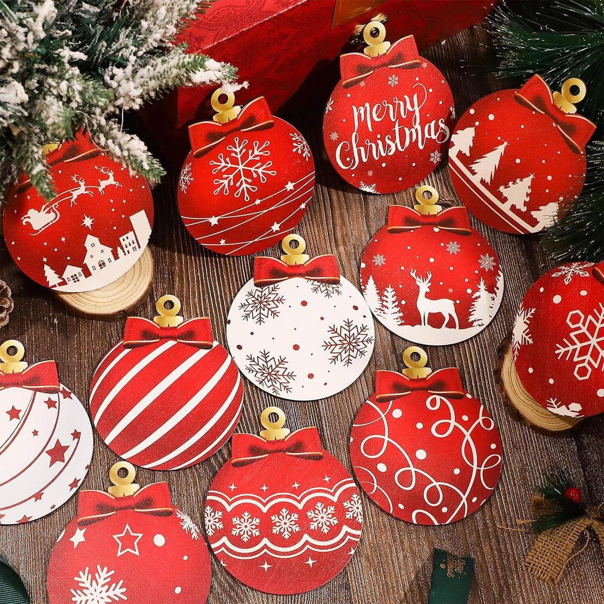 12Pcs Christmas Balls Ornaments, Christmas Shatterproof Ball with Strings - Christmas Decorations for Xmas Tree, Holiday, Wedding, Party, Christmas Gifts multicolor