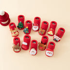 Baby Christmas Socks - Non-Slip Baby Socks - Warm House Socks - First Christmas - Santa Claus - Reindeer - Christmas Tree - Christmas Boots - Winter Booties - Maternity Gift - Christmas Clothes - Cotton Socks - Non-Slip Sole - Christmas Gift - Red Mix - 6