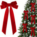 16 Pcs Christmas Velvet Bows for Christmas Tree, Rustic Wreath Gift Bows, Burgundy Christmas Ornaments, for Xmas Farmhouse Tree Garland DIY Craft Wrapping Decorative Red
