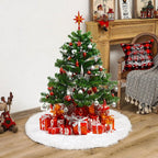 Faux Fur Christmas Tree Skirt, White Fluffy Plush Skirt for Christmas Tree, White Christmas Tree Rug Skirt Perfect for Christmas Party Decorations, 30 inches