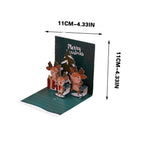 Christmas Cards, 6 Pack Small Pop - Up Christmas Gift Card with Envelopes Stickers, 3D Cute Holiday Greeting Cards Santa Snowman Reindeer Xmas Tree Set Box Christmas Cards