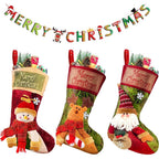 Christmas Stockings 18" Large Fireplace Hanging Christmas Stockings Decorations Santa, Snowman & Reindeer Christmas Stockings Family Holiday Xmas Party Decorations