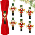 Christmas Nutcracker Napkin Rings Set of 6, Napkin Rings Metal Napkin Holders for Christmas Decoration Holiday Dinners Parties Wedding Valentine's Day