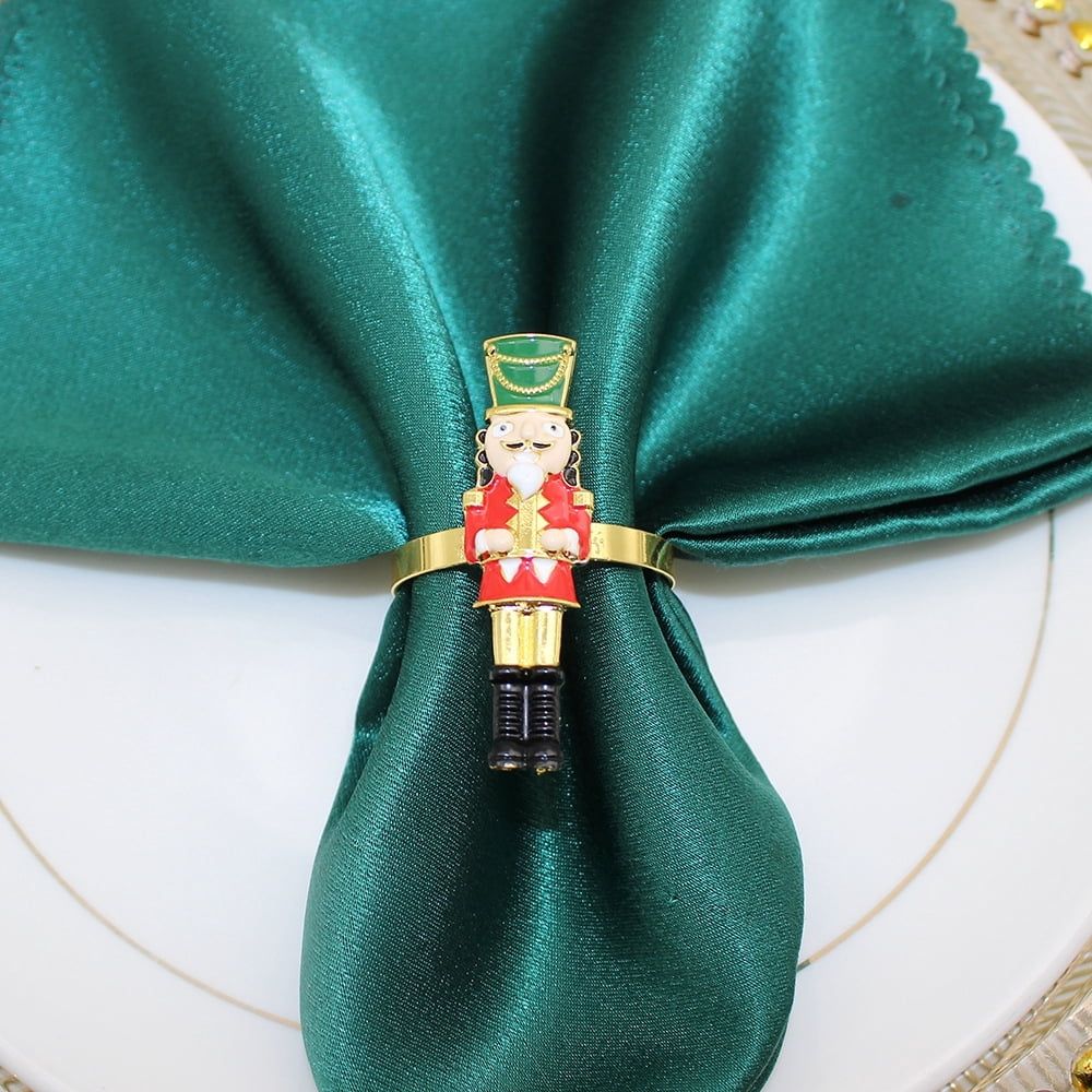 Christmas Nutcracker Napkin Rings Set of 6, Napkin Rings Metal Napkin Holders for Christmas Decoration Holiday Dinners Parties Wedding Valentine's Day