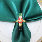 Christmas Nutcracker Napkin Rings Set of 6, Napkin Rings Metal Napkin Holders for Christmas Decoration Holiday Dinners Parties Wedding Valentine's Day