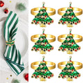 Christmas Napkin Rings Set of 6, Holiday Christmas Tree Napkin Rings Christmas Napkin Holder Rings for Christmas Dinning Table Decorations