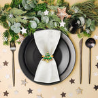 Christmas Napkin Rings Set of 6, Holiday Christmas Tree Napkin Rings Christmas Napkin Holder Rings for Christmas Dinning Table Decorations