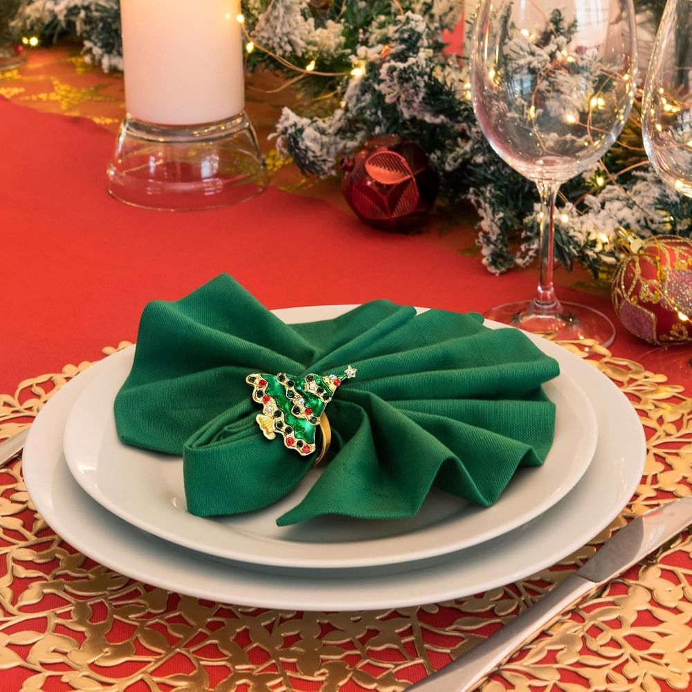 Christmas Napkin Rings Set of 6, Holiday Christmas Tree Napkin Rings Christmas Napkin Holder Rings for Christmas Dinning Table Decorations