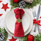 Christmas Napkin Rings Set of 6, Holiday Christmas Tree Napkin Rings Christmas Napkin Holder Rings for Christmas Dinning Table Decorations