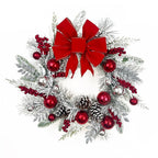 Christmas Reef,Christmas Door Wreath Artificial Christmas Wreath, Decorated with Christmas Balls,Christmas Bows, Pine Cones, Berry Clusters, Frosted Branches, Christmas Collection,15.75 Inches