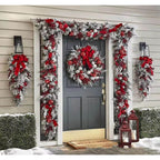 Christmas Reef,Christmas Door Wreath Artificial Christmas Wreath, Decorated with Christmas Balls,Christmas Bows, Pine Cones, Berry Clusters, Frosted Branches, Christmas Collection,15.75 Inches