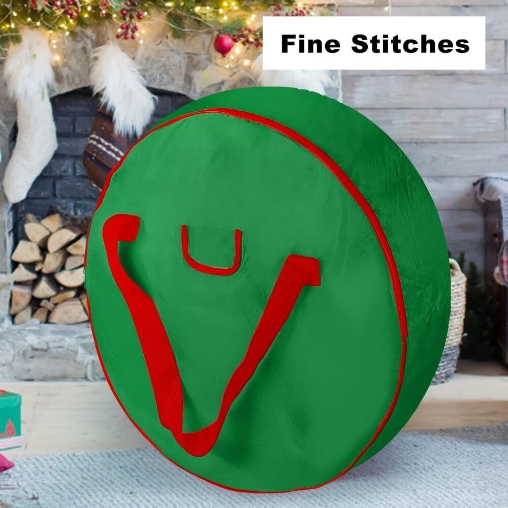 Christmas36" Wreath Storage Bag - Christmas Large Wreath Storage Container Cover - Heavy Duty Reinforced Wide Handle and Double Sleek Zipper - Protect Your Christmas Garland Party Decorations