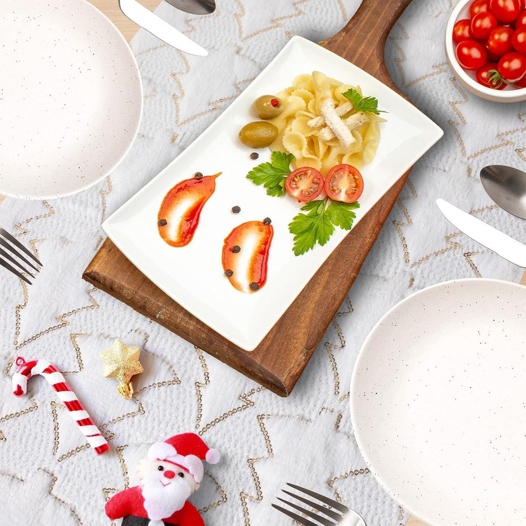 Christmas Tree Soft Plush Faux Fur Christmas Table Runner Winter Holiday Kitchen Dining Table Decoration for Home Party Decor (White, 13X72 Inch)