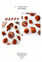 Ins Aesthetic Flocked Assorted Christmas Bauble Set, Trendy Christmas Tree Hanging Ornaments, Burgundy 28 Pack Gift Box