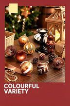 Christmas Tree Decor Baubles, 46PCS Hand Painted Ball Gift Set, Christmas & Halloween Scene Arrangement, Champagne White