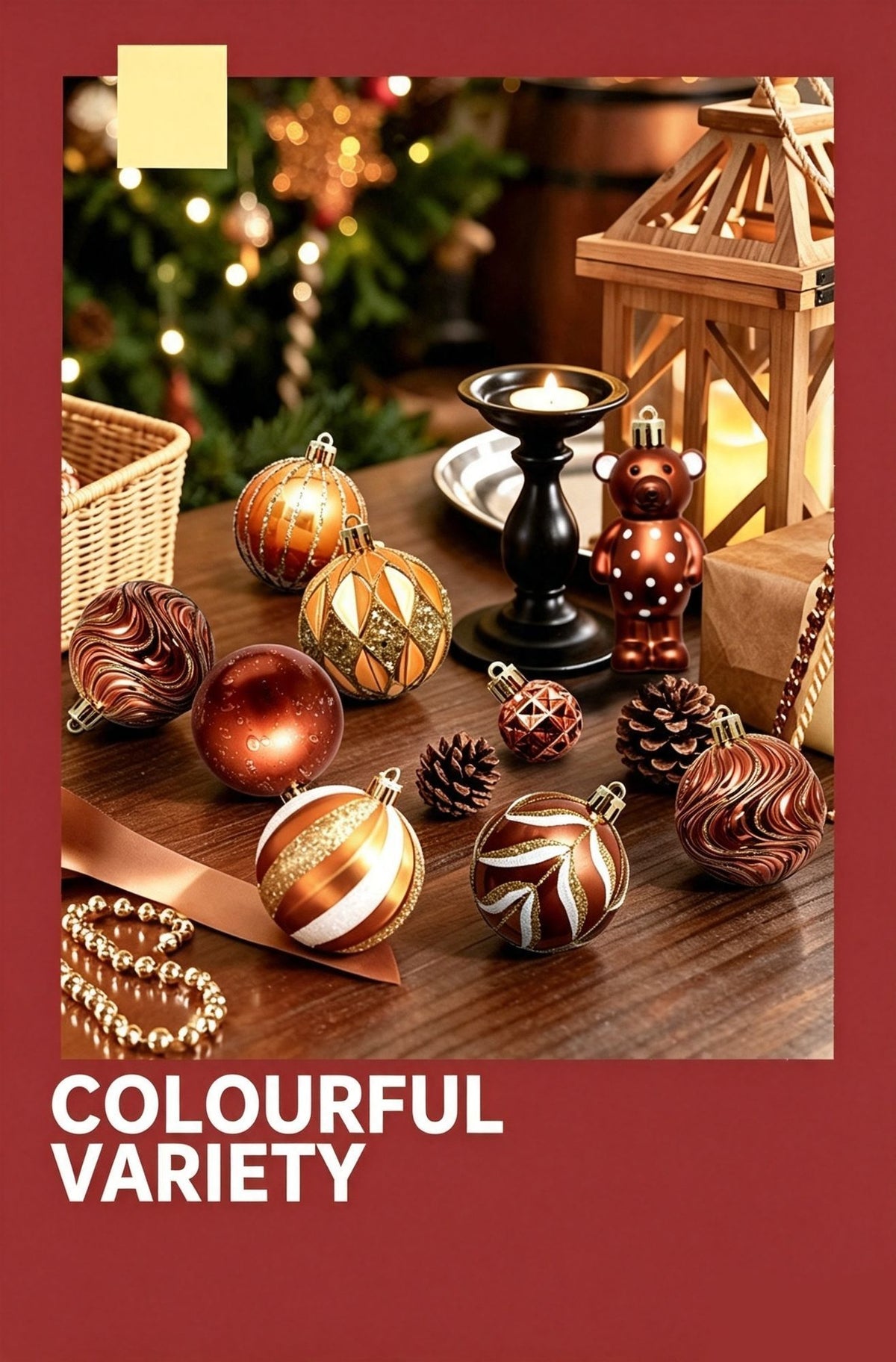 Christmas Tree Decor Baubles, 46PCS Hand Painted Ball Gift Set, Christmas & Halloween Scene Arrangement, Champagne White