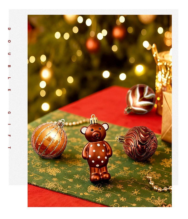Christmas Tree Decor Baubles, 46PCS Hand Painted Ball Gift Set, Christmas & Halloween Scene Arrangement, Champagne White