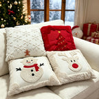 Set of 2 Christmas Cushion Covers - New Red Large Christmas Tree (Pillow filling not included)