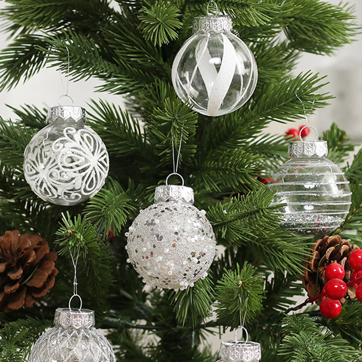 Set of 25 white Christmas tree balls - Christmas tree decoration -—max