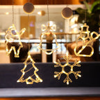 Christmas Window Lights, Hanging Christmas Window Light with Suction Cup, Battery Operated Hanging Lamp Decorations for Holiday Store Snowman