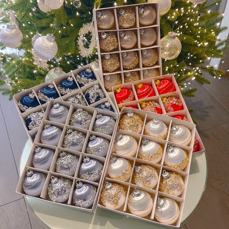 Christmas Balls Ornaments 12-Pack - 6cm Shatterproof Christmas Tree Decorations for Holiday Party Home Decor - Silk Thread Silver Gray