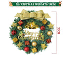 Artificial Christmas Wreath with Lights, Battery Operated Christmas Wreaths for Front Door,Christmas Decorations for Indoor and Outdoor - 30CM