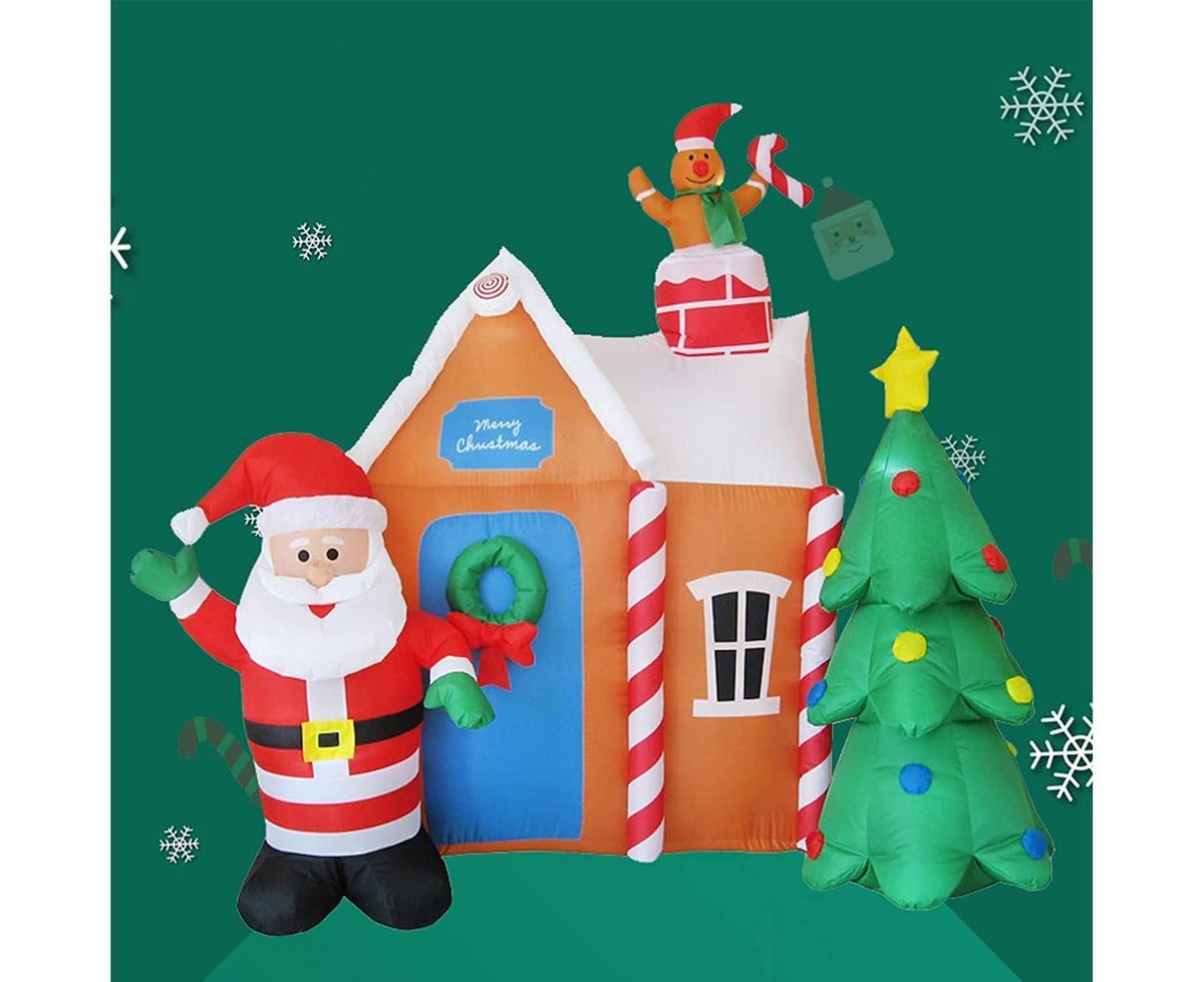 Inflatable Santa and Christmas Tree, Outdoor Inflatable Christmas Decorations with Built-in Color Changing Lights