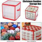 Clear Storage Box for Christmas Tree Baubles PVC Folding Christmas Decorations Storage Box for Up to 64 Christmas Baubles