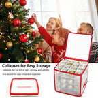 Clear Storage Box for Christmas Tree Baubles PVC Folding Christmas Decorations Storage Box for Up to 64 Christmas Baubles