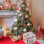 Clear Storage Box for Christmas Tree Baubles PVC Folding Christmas Decorations Storage Box for Up to 64 Christmas Baubles