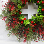 Christmas Wreath Artificial Red Berries Eucalyptus Wreath Christmas Decoration Living Room Wall Decoration