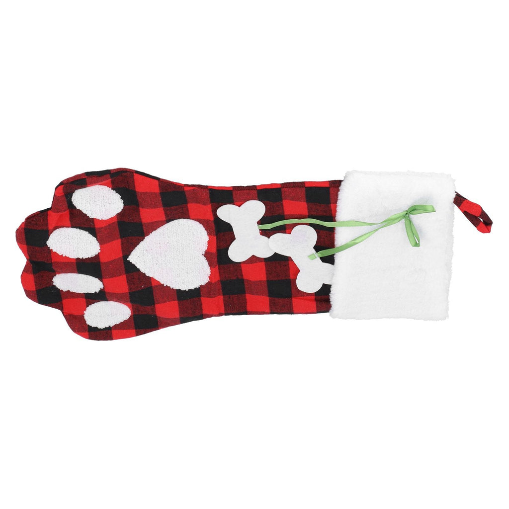 Paw Christmas Stockings Cute Dog Paw Hanging Christmas Stockings for Holiday Christmas DecorationsBlack and Red Plaid