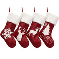 18 Inches Christmas Stockings, Large Super Soft Christmas Stockings Red Velvet with White Super Soft Plush Cuff for Christmas Xmas Tree Fireplace Family Decor Gifts(Deer,Snowflake,Christmas tree)