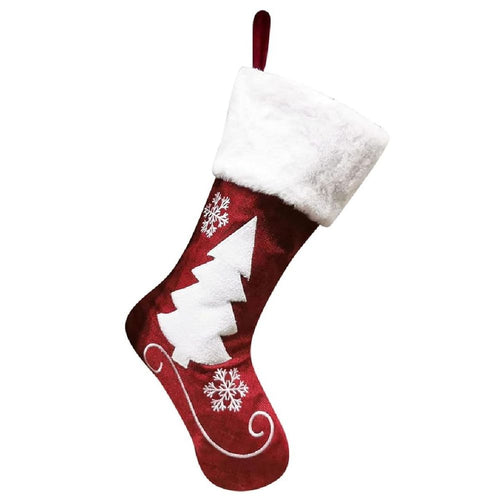 18 Inches Christmas Stockings, Large Super Soft Christmas Stockings Red Velvet with White Super Soft Plush Cuff for Christmas Xmas Tree Fireplace Family Decor Gifts(Deer,Snowflake,Christmas tree)