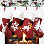 18 Inches Christmas Stockings, Large Super Soft Christmas Stockings Red Velvet with White Super Soft Plush Cuff for Christmas Xmas Tree Fireplace Family Decor Gifts(Deer,Snowflake,Christmas tree)