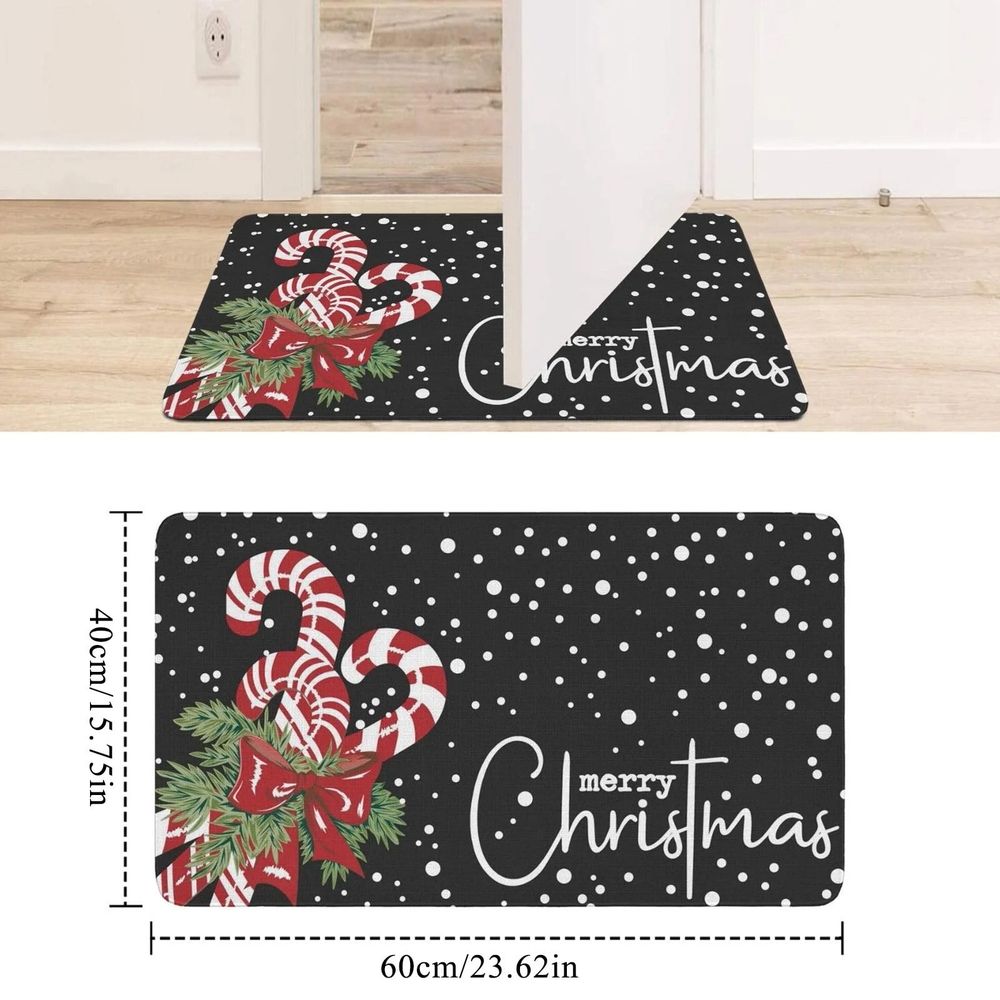 Christmas Decoration!Merry Christmas Door Mat Christmas Candy Cane Doormat Indoor Outdoor Entrance Floor Rug Non Slip Winter Christmas Decor Rubber Welcome Mats